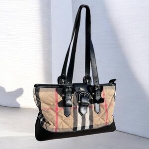 BURBERRY Multicolor Canvas Quilted Nova House Check Manor Tote Bag